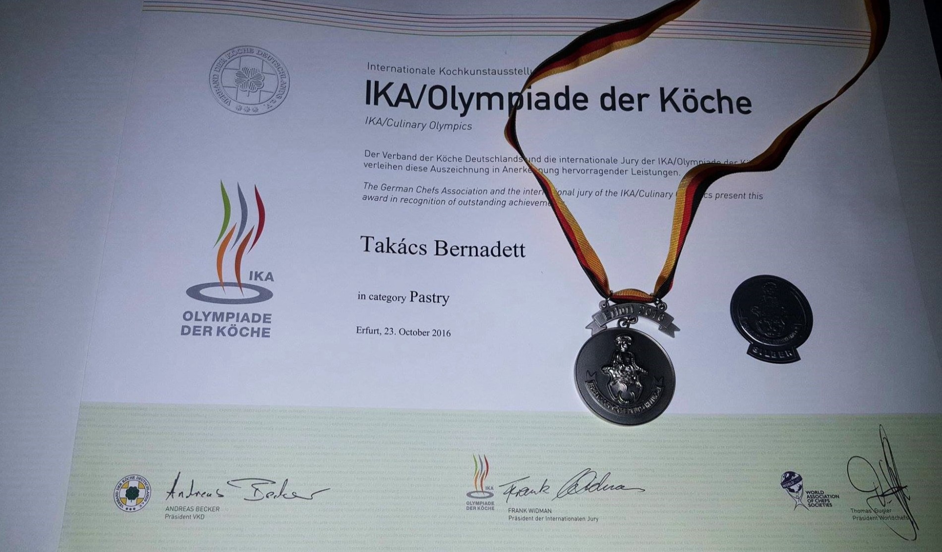 Olympiade der Küche 2016. Ezüst érem